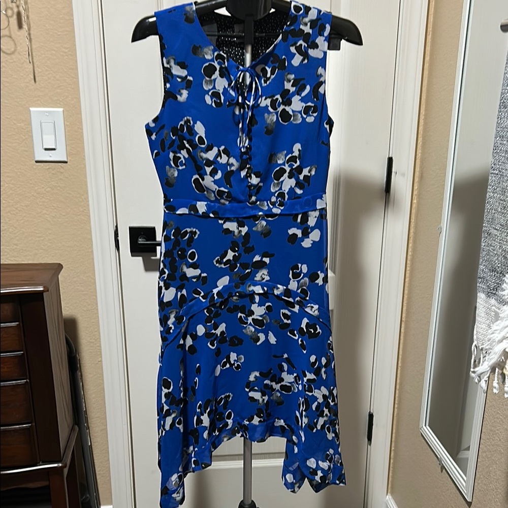 CAbi Blue Asymmetrical Sleeveless Sundress for Night Out